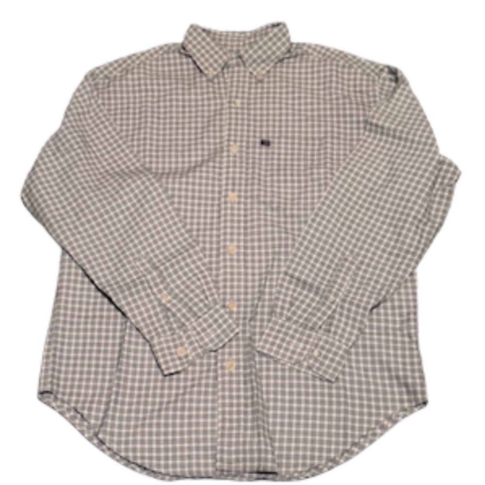 Ralph Lauren Men's POLO Jeans Shirt Dark Brown & Tan Long Sleeve Medium